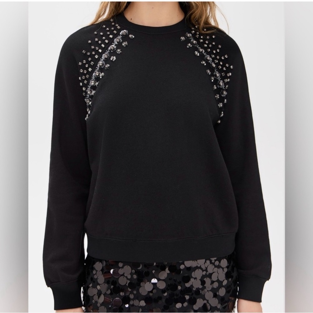 Le Superbe Elegant Black Embellished Sweatshirt